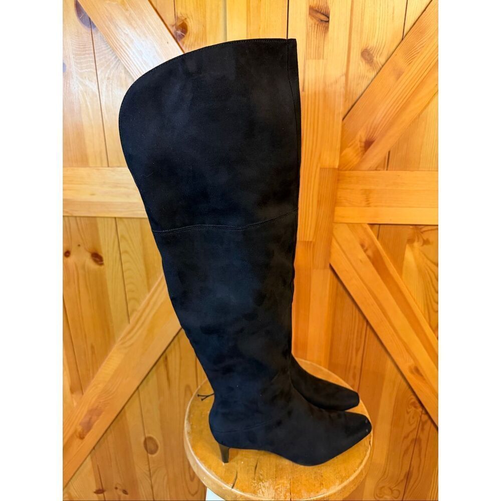 Worthington Valto Faux Suede Black High Over Knee Heeled Boots Size 6M nwt Read
